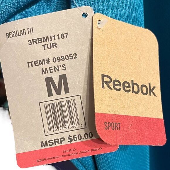 REEBOK Track Jacket 1/4 Zip Long Sleeve Pullover Mock Neck Blue Mens M - Picture 8 of 8